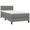 vidaXL Sommier &agrave; lattes de lit avec matelas Gris fonc&eacute; 90x200 cm Tissu