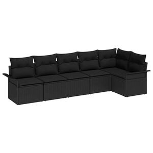 vidaXL Ensemble de canap&eacute; de jardin 6 pc Noir polyrotin
