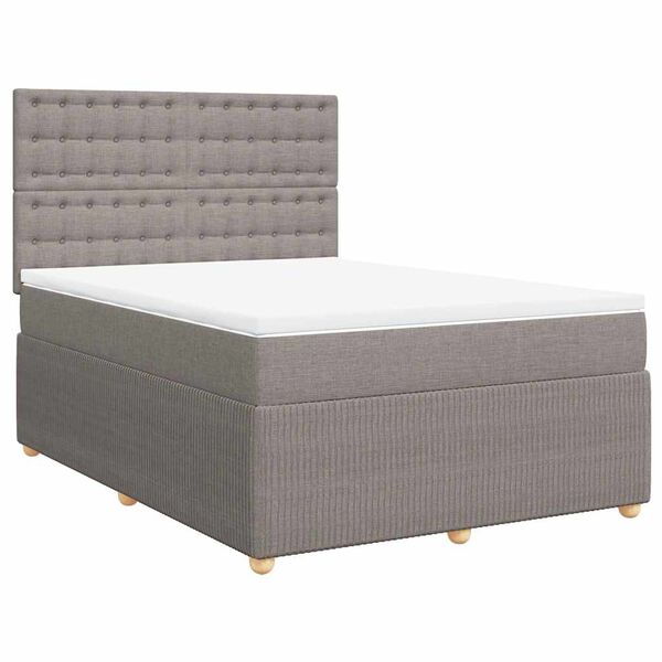 vidaXL Sommier &agrave; lattes de lit avec matelas Taupe 140x190 cm Tissu