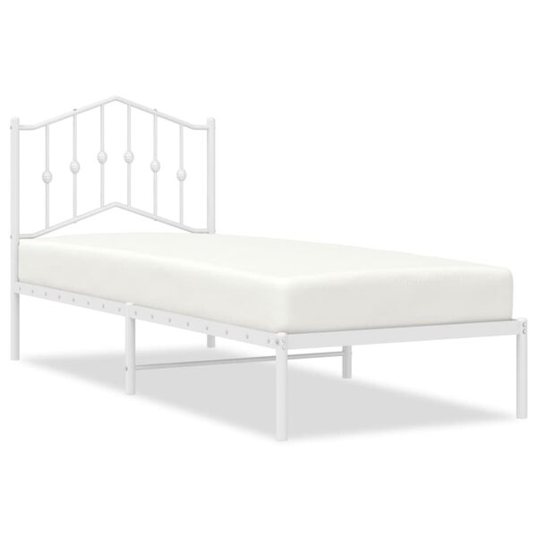 vidaXL Cadre de lit m&eacute;tal sans matelas avec t&ecirc;te de lit blanc 80x200cm