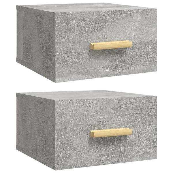 vidaXL Tables de chevet murales 2 pcs gris b&eacute;ton 35x35x20 cm