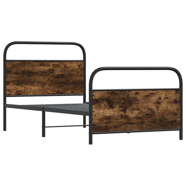 vidaXL Cadre de lit sans matelas 100x200 cm ch&ecirc;ne fum&eacute; bois ing&eacute;nierie