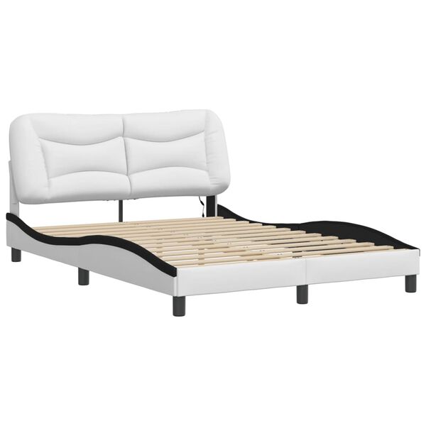 vidaXL Cadre de lit avec LED sans matelas Hvar blanc et noir 140x190 cm