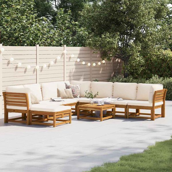 vidaXL Salon de jardin avec coussins 9 pcs bois massif d'acacia