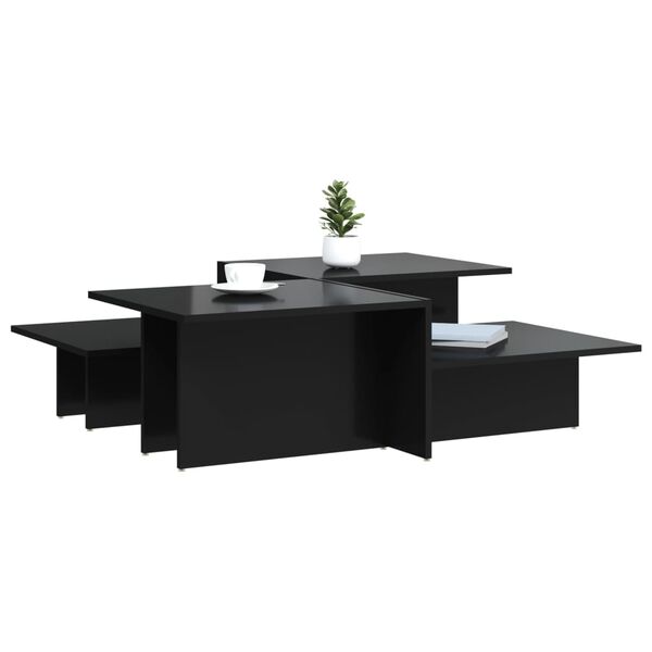 vidaXL Tables basses 2 pcs noir brillant bois d'ing&eacute;nierie