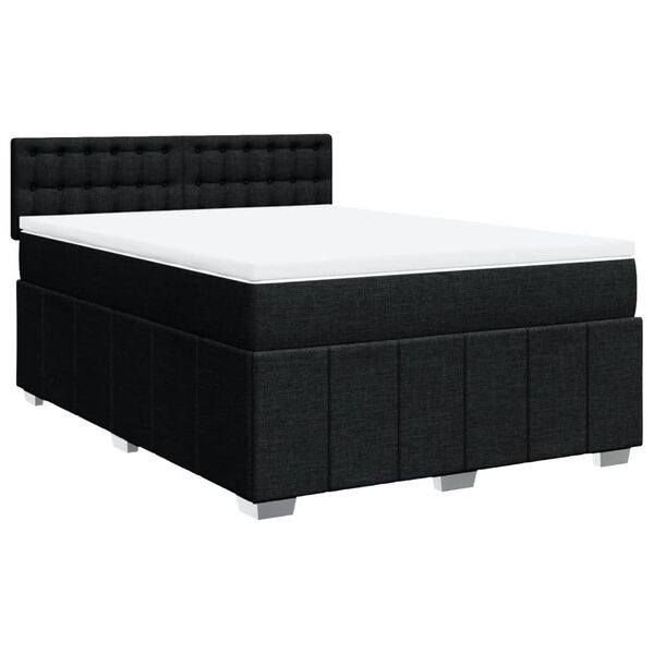 vidaXL Sommier &agrave; lattes de lit avec matelas Noir 160x200 cm Tissu