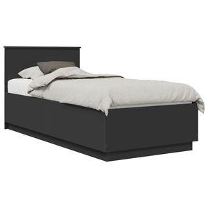 vidaXL Cadre de lit Noir 90 x 200 cm Bois d'ing&eacute;nierie