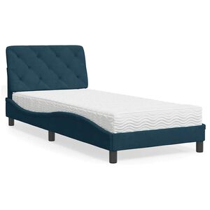 vidaXL Lit avec matelas bleu 80x200 cm velours