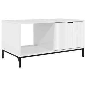 vidaXL Table basse Blanc brillant 90 x 49 x 46 cm Bois d'ing&eacute;nierie