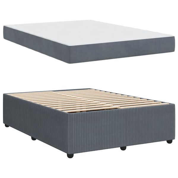 vidaXL Cadre de lit avec matelas Gris fonc&eacute; 160 x 200 cm tissu