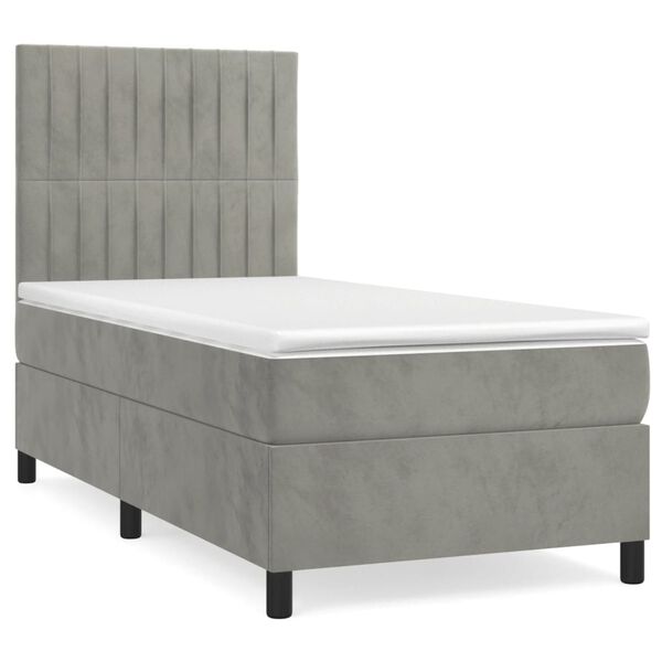 vidaXL Sommier &agrave; lattes de lit et matelas Gris clair 100x200cm Velours