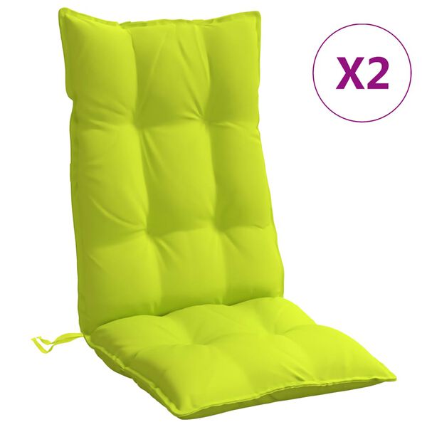 vidaXL Coussins de chaise &agrave; dossier haut lot de 2 vert vif