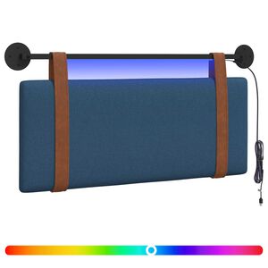 vidaXL T&ecirc;te de lit suspendue Avec lumi&egrave;re LED Bleu PU antique