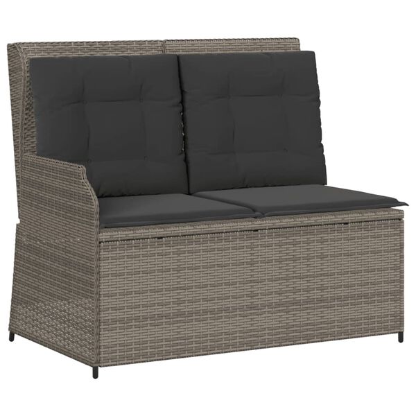 vidaXL Salon de jardin 4 pcs avec coussins Gris R&eacute;sine tress&eacute;e