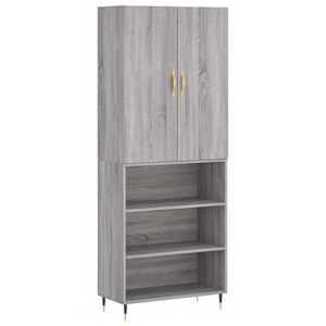 vidaXL Buffet haut Sonoma gris 69,5x34x180 cm Bois d'ing&eacute;nierie