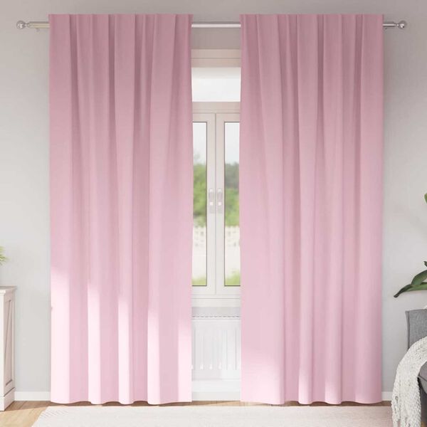 vidaXL Rideaux occultants avec anneaux 2 pcs Rose bébé 225 x 140 cm