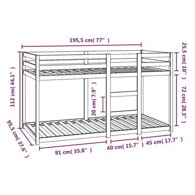 vidaXL Lit superposé sans matelas 90x190 cm bois de pin massif