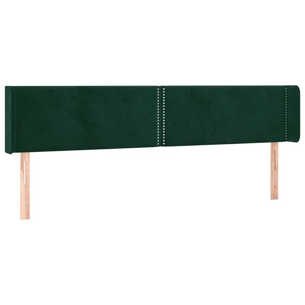 vidaXL T&ecirc;te de lit avec oreilles Vert fonc&eacute; 203x16x78/88 cm Velours