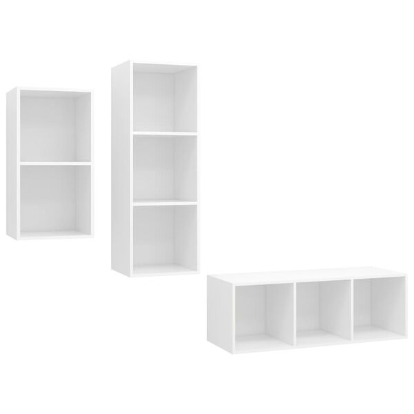 vidaXL Ensemble de meuble TV 3 pcs Blanc Bois d'ing&eacute;nierie