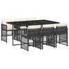 vidaXL Ensemble &agrave; manger de jardin coussins 7pcs Noir R&eacute;sine tress&eacute;e