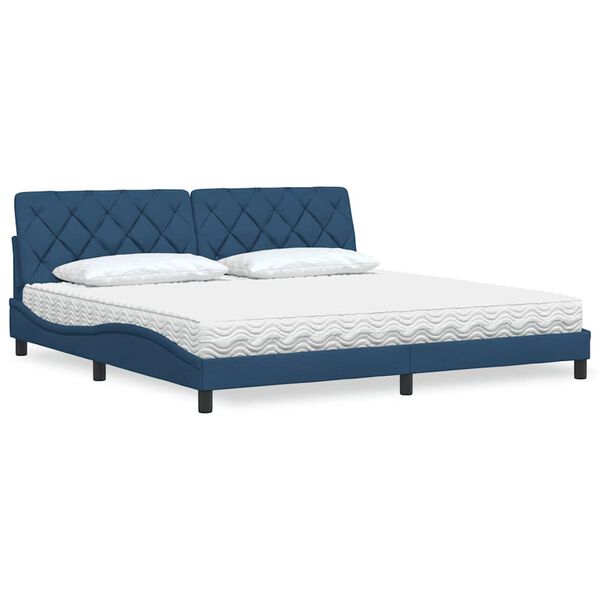 vidaXL Lit avec matelas bleu 200x200 cm tissu