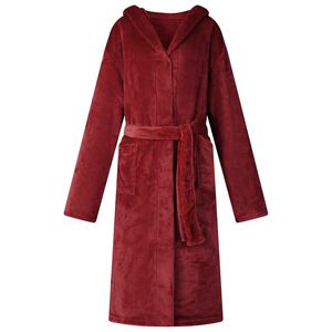 vidaXL Peignoir avec capuche Rouge Bordeaux xxxl Flanelle