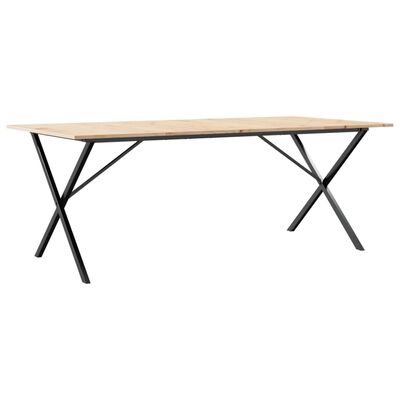 vidaXL Table à manger cadre en X 200x100x75cm bois de pin massif fonte