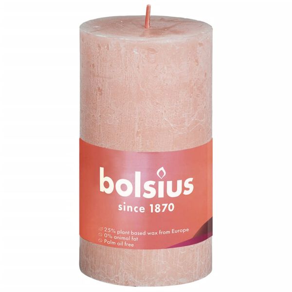 Bolsius Bougies pilier rustiques Shine 8 pcs 100x50 mm Rose brumeux