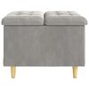 vidaXL Tabouret bouton avec coussin Gris clair 60 x 60 x 45 cm Velours