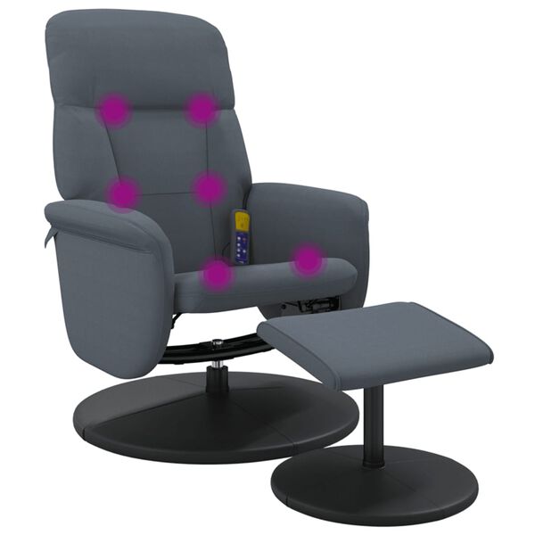 vidaXL Fauteuil de massage inclinable repose-pied gris fonc&eacute; velours
