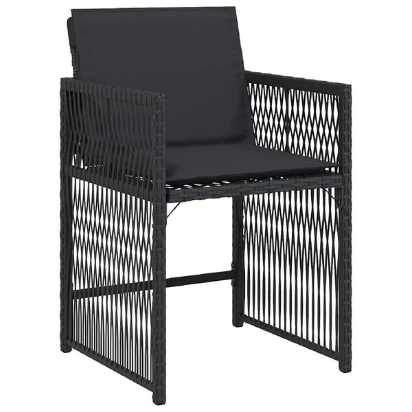 vidaXL Chaises de jardin lot de 4 avec coussins noir r&eacute;sine tress&eacute;e