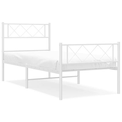 vidaXL Cadre de lit métal sans matelas et pied de lit blanc 100x200 cm