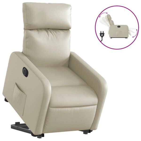vidaXL Fauteuil inclinable &eacute;lectrique cr&egrave;me similicuir