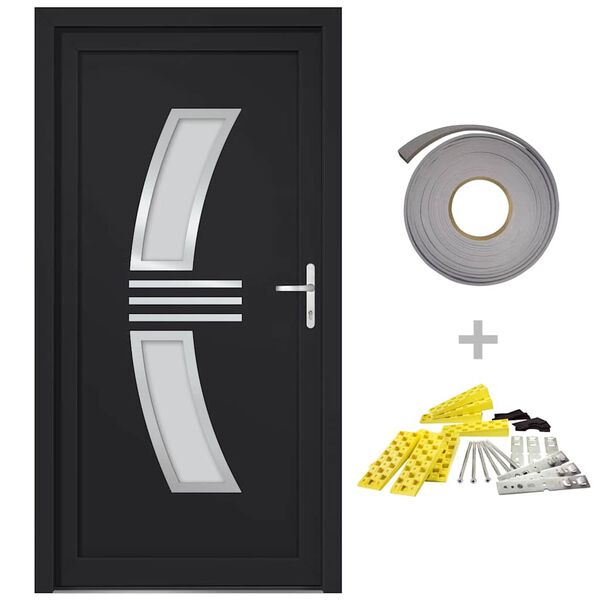vidaXL Porte d'entr&eacute;e anthracite 88x200 cm PVC