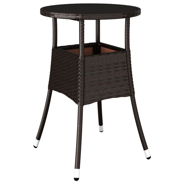 vidaXL Table de jardin &Oslash;60x75 cm Verre tremp&eacute;/r&eacute;sine tress&eacute;e Marron