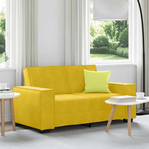 vidaXL Canap&eacute; &agrave; 2 places Jaune 120 cm Velours
