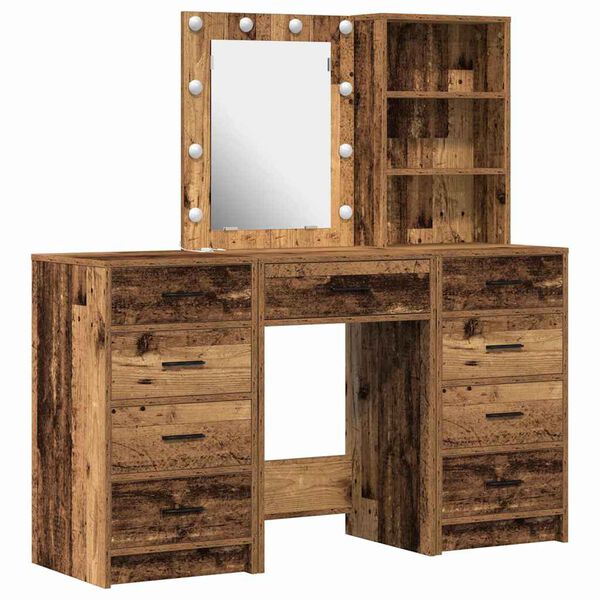 vidaXL Table de Toilette avec tiroir 3 pcs Marron 40 x 41 x 135 cm