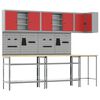vidaXL Ensemble de placards de travail 10 pi&egrave;ces Rouge et Gris
