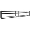 vidaXL Meuble TV Marbre noir 220x40x40,5 cm Verre tremp&eacute;