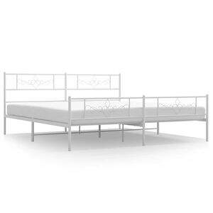 vidaXL Cadre de lit m&eacute;tal sans matelas et pied de lit blanc 183x213 cm