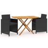 vidaXL Ensemble &agrave; manger de jardin avec coussins 3 pcs noir
