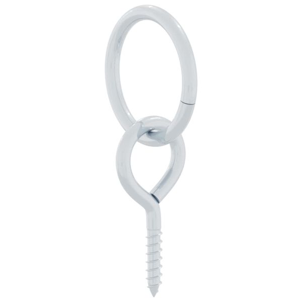 vidaXL Anneaux d'attache pour chevaux avec vis &agrave; &oelig;il 3 pcs argent&eacute; acier