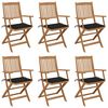 vidaXL Chaises pliantes 6 pi&egrave;ces avec coussins en bois d'acacia massif