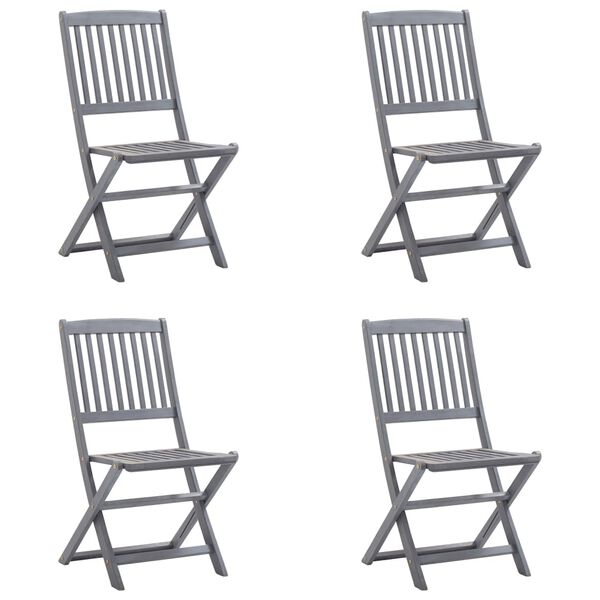 vidaXL Chaises pliables d'ext&eacute;rieur lot de 4 et coussins Bois d'acacia