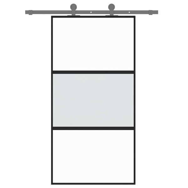 vidaXL Porte coulissante noir 102,5x205 cm verre tremp&eacute; aluminium