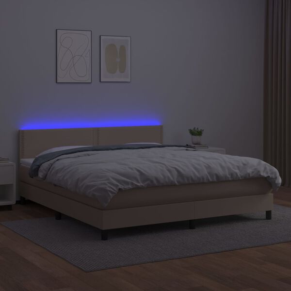 vidaXL Sommier &agrave; lattes de lit avec matelas LED Cappuccino 180x200 cm