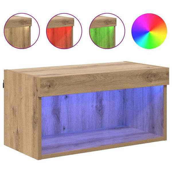 vidaXL Ensemble meuble TV avec LED Ch&ecirc;ne artisanal Bois d'ing&eacute;nierie