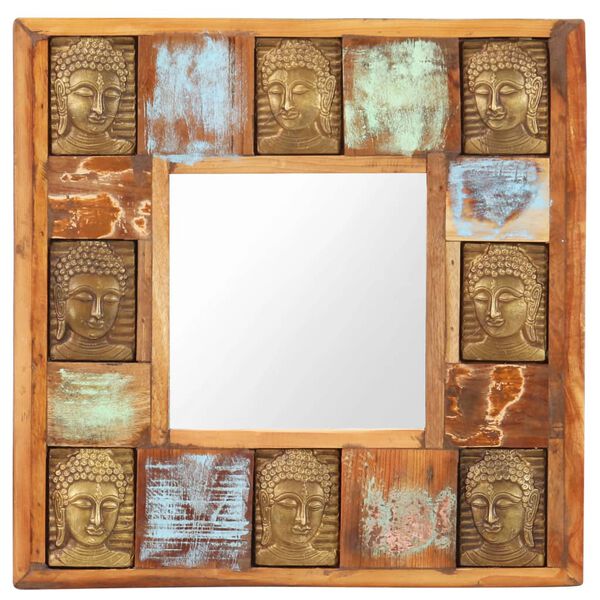 vidaXL Miroir avec rev&ecirc;tement Bouddha 50x50 cm Bois de r&eacute;cup&eacute;ration