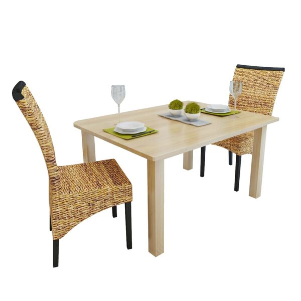 vidaXL Chaises &agrave; manger lot de 2 bois solide de manguier et abaca