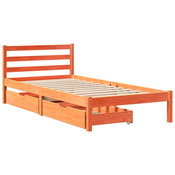 vidaXL Cadre de lit sans matelas cire marron 100x200cm bois pin massif